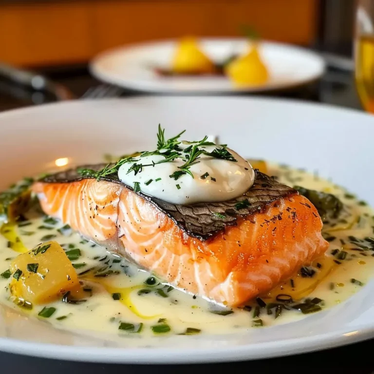 Pavé de Saumon à la Crème de Ciboulette 