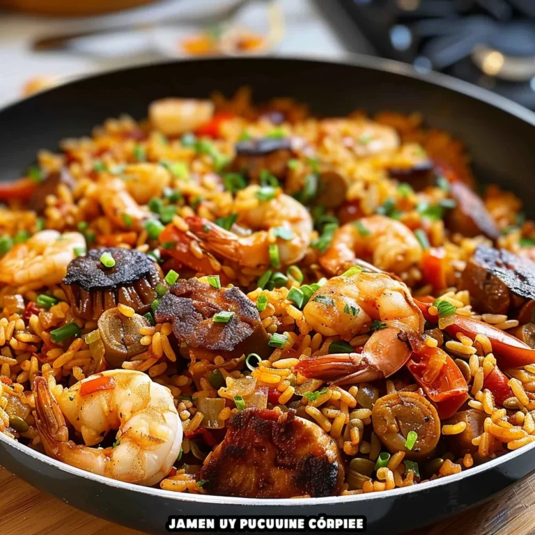 Jambalaya Authentique au Poulet, Crevettes et Saucisse Savoureux