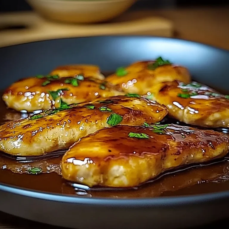 Escalopes de Poulet Caramélisées à l’Ail, Miel et Sauce Délicieuse