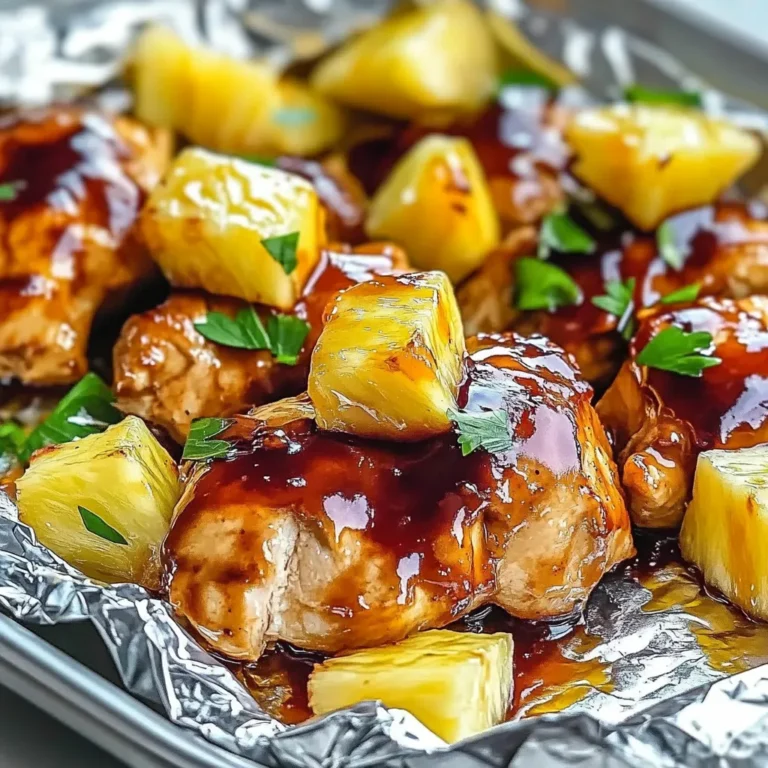 Hawaiian BBQ Chicken and Pineapple Foil Packets Delight