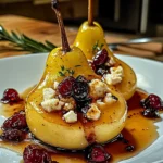 Baked Pears with Goat Cheese, Honey, and Cranberries