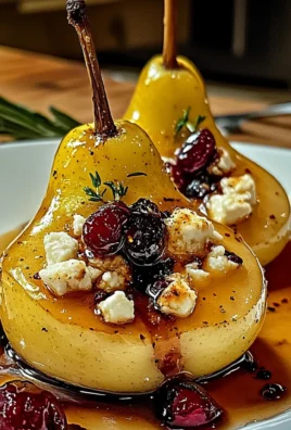 Baked Pears with Goat Cheese, Honey, and Cranberries