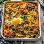Breakfast Sausage Spinach Mushroom Egg Bake