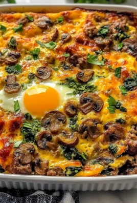 Breakfast Sausage Spinach Mushroom Egg Bake