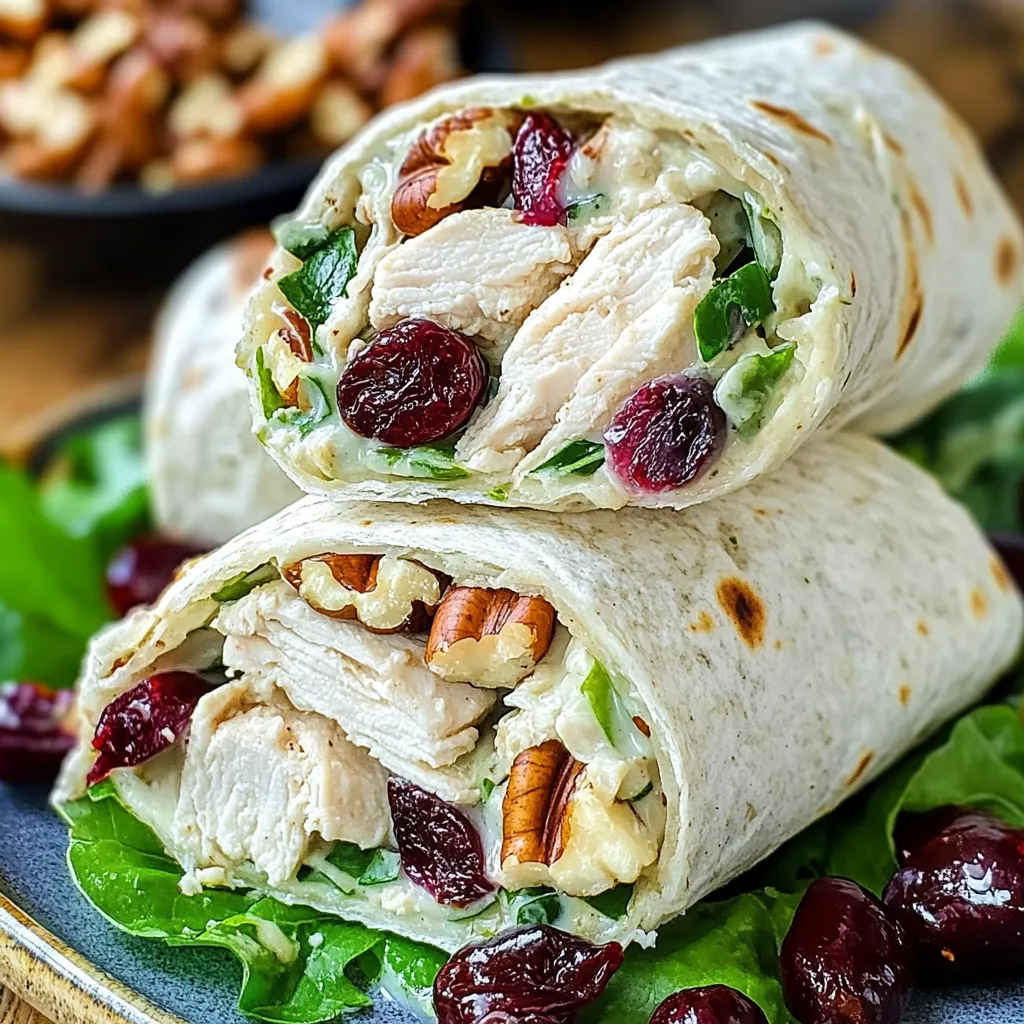 Chicken, Cranberry, Pecan Salad Wraps
