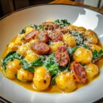 CREAMY PUMPKIN GNOCCHI WITH SPINACH AND ITALIAN SAUSAGE