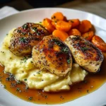 Garlic Herb Chicken with Mashed Potatoes and Glazed Carrots