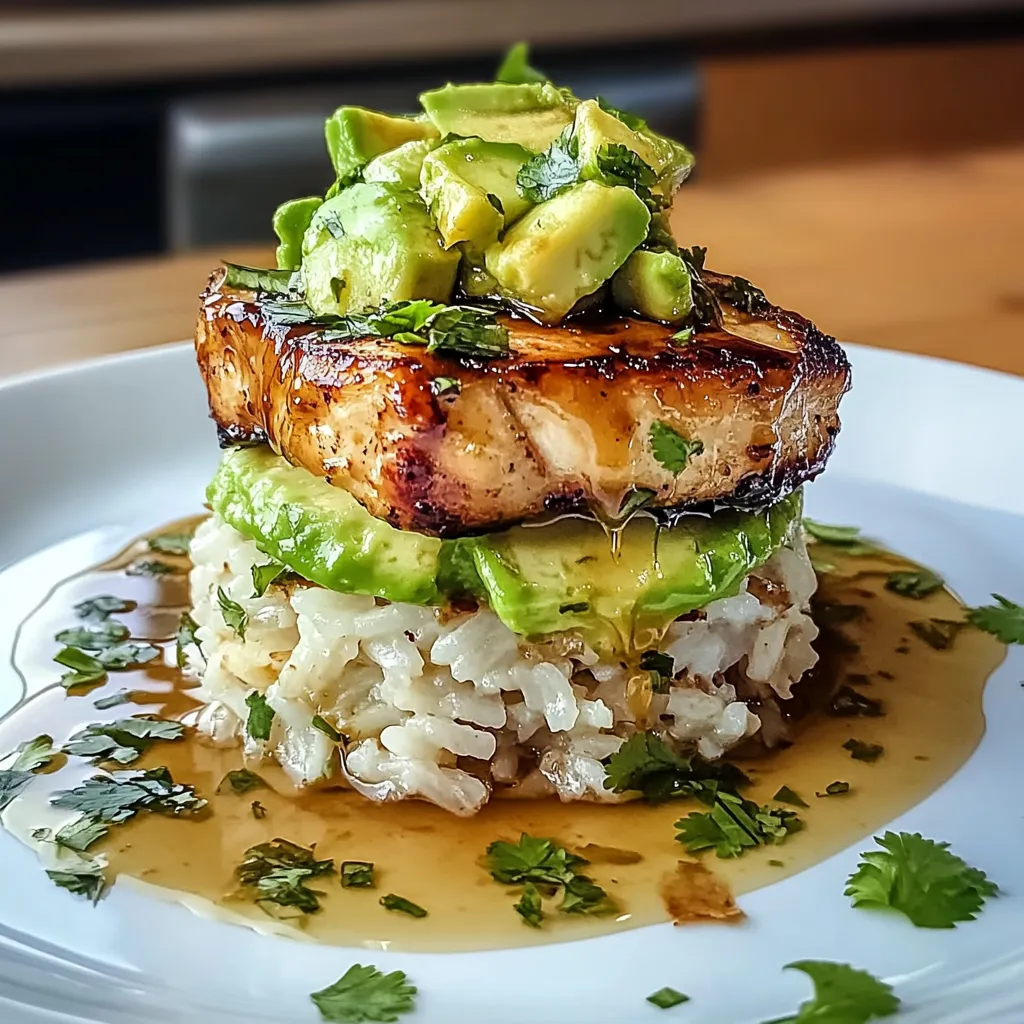 HONEY LIME CHICKEN & AVOCADO RICE STACK