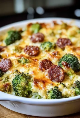 Keto Broccoli and Cauliflower Au Gratin with Sausage