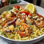 Lemon Feta Orzo Roasted Shrimp