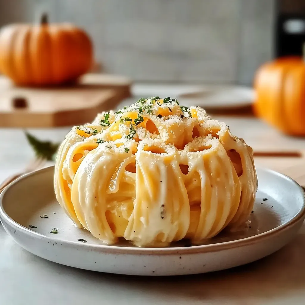 Pumpkin Alfredo Pasta Cauldrons