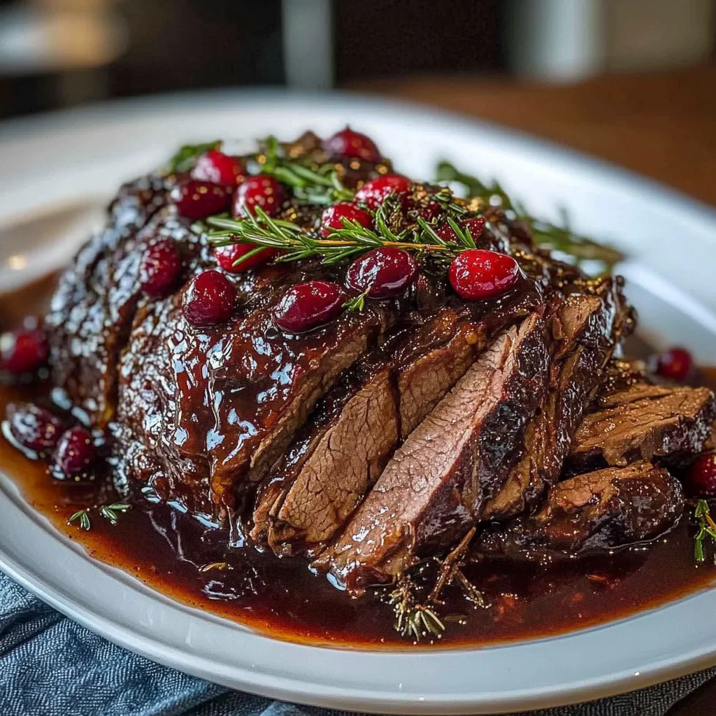 Slow-Braised Beef Roast with Cranberry Balsamic Glaze Recipe