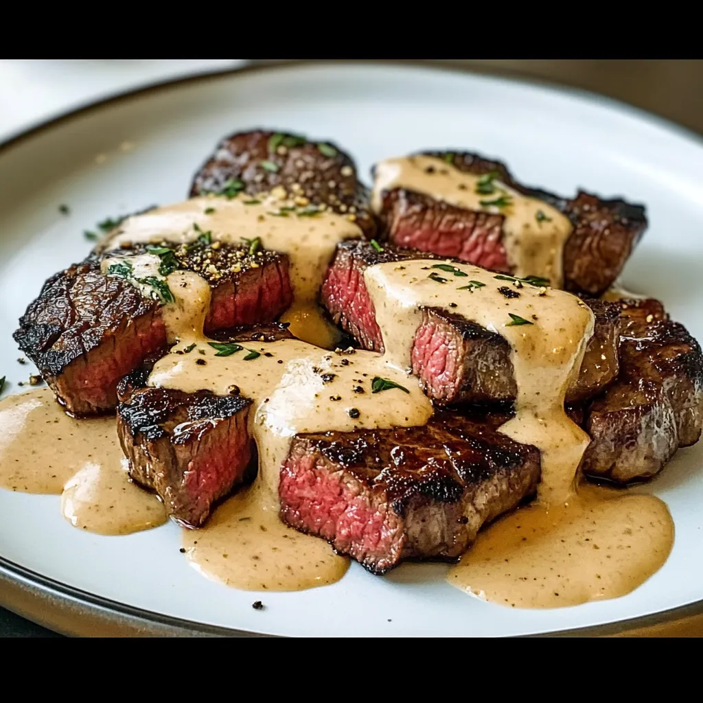 Steak with Bourbon Garlic Cream Sauce : A Flavorful Delight