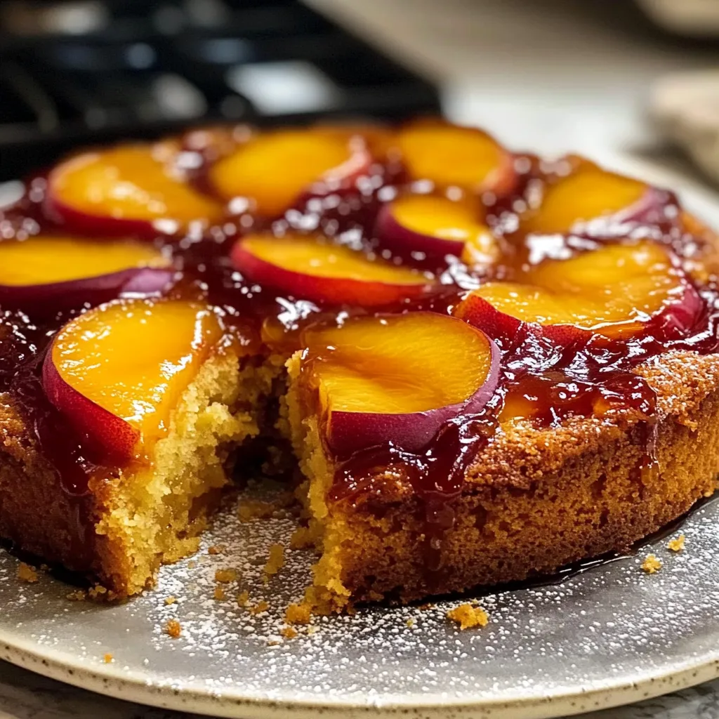 Tasty Bourbon Peach Upside Down Cake