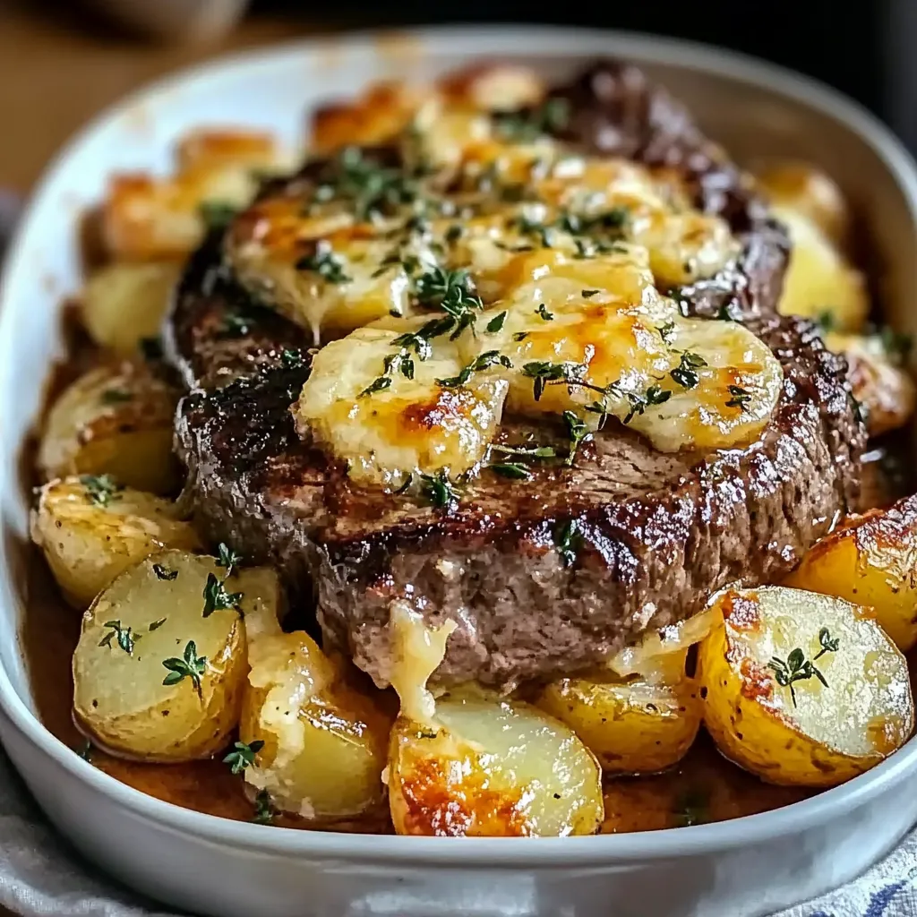 Garlic Butter Steak Cheddar Potato Bake - Rich, Hearty & Irresistible