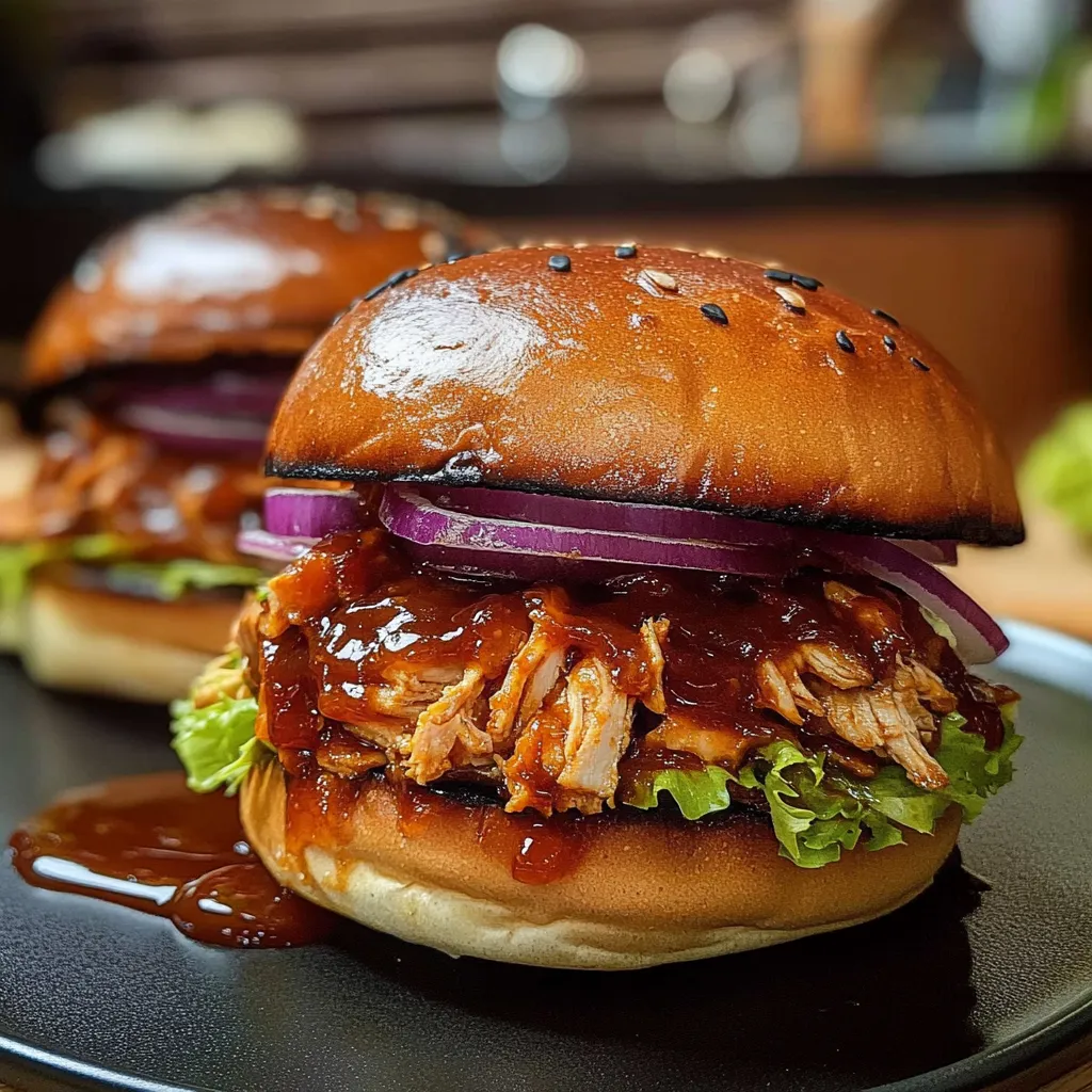 Juicy BBQ Shredded Chicken Burger Recipe