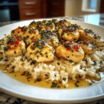 SAVOR CHICKEN SCAMPI WITH CREAMY GARLIC PARMESAN RICE DELIGHT