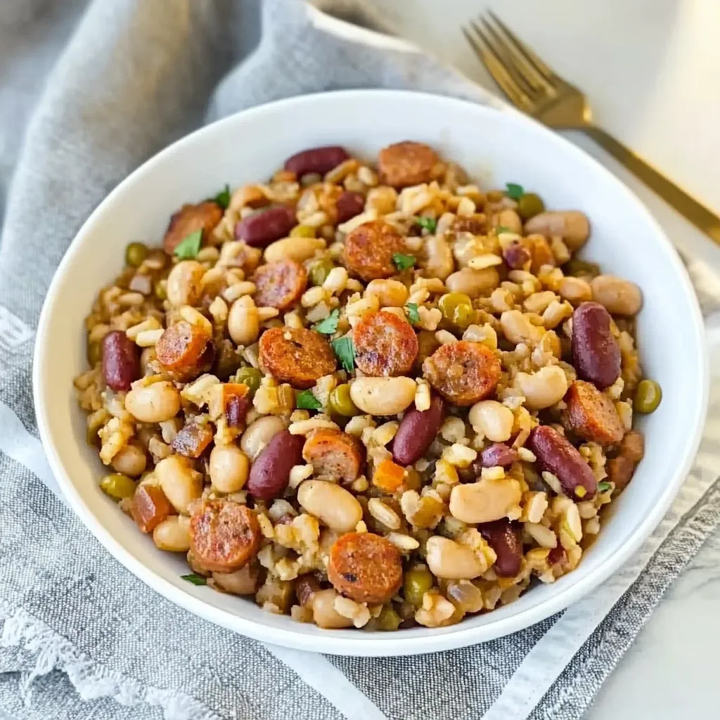 Delicious Hoppin John with Sausage for Prosperity and Comfort