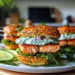 Salmon Burgers with Tzatziki