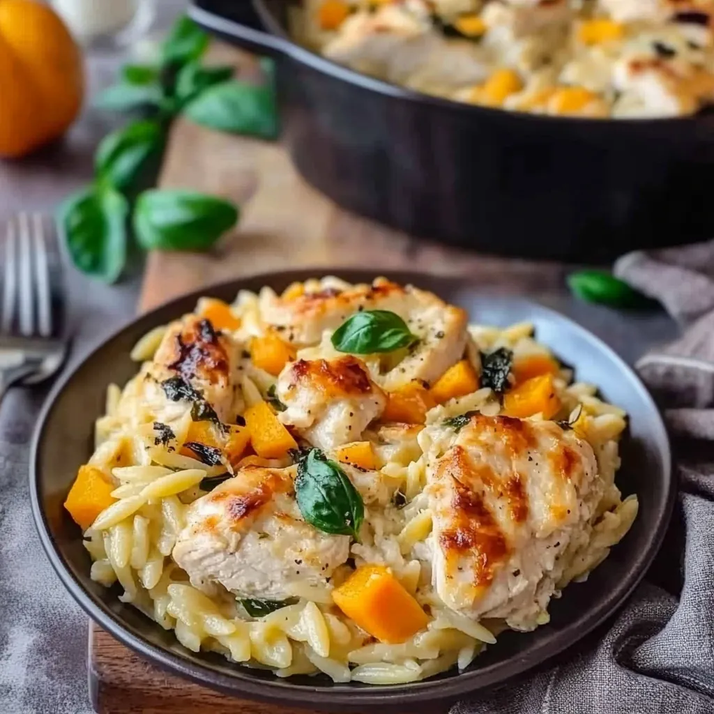 Boursin Orzo Bake with Chicken and Veggies