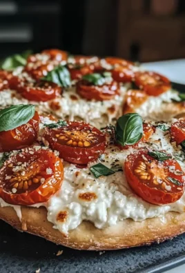 Creamy Cottage Cheese Flatbread Pizza Recipe Easy Homemade with Fresh Tomatoes and Basil
