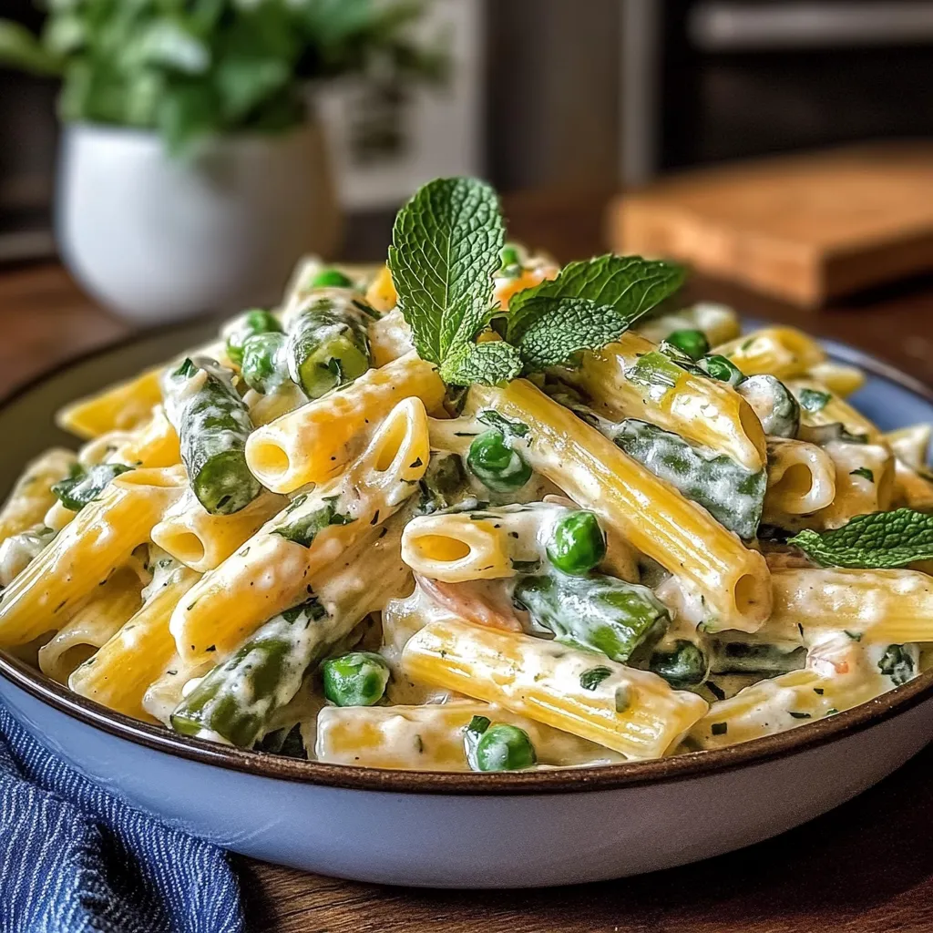 Creamy Spring Vegetable Penne with Fresh Mint Easy Recipe for a Perfect Healthy Dinner