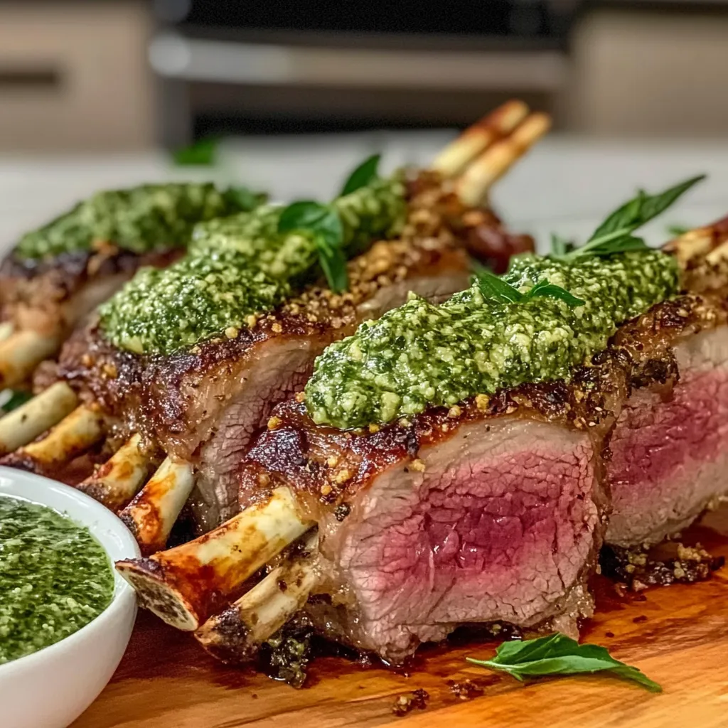 Perfect Herb-Crusted Rack of Lamb Recipe with Easy Mint Pesto Sauce