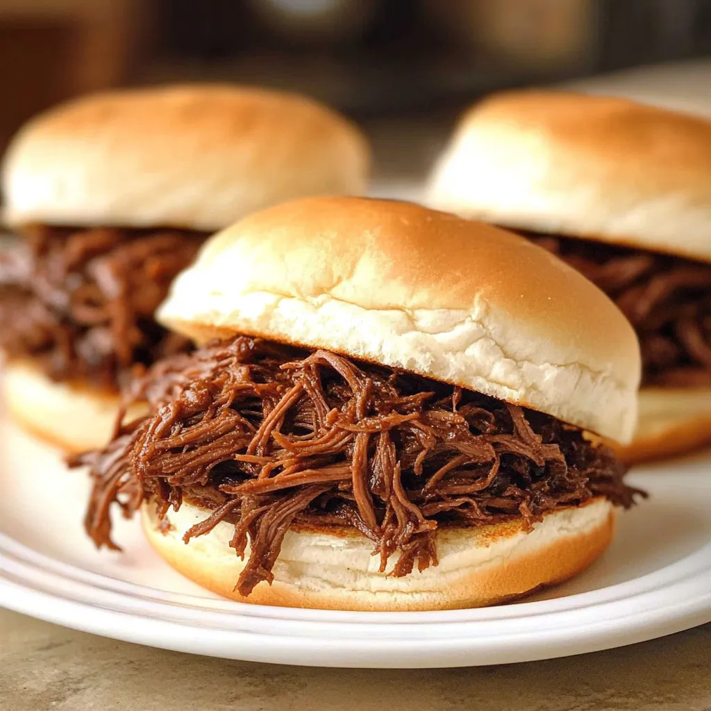 Shredded Beef Sandwiches (Slow Cooker Recipe)