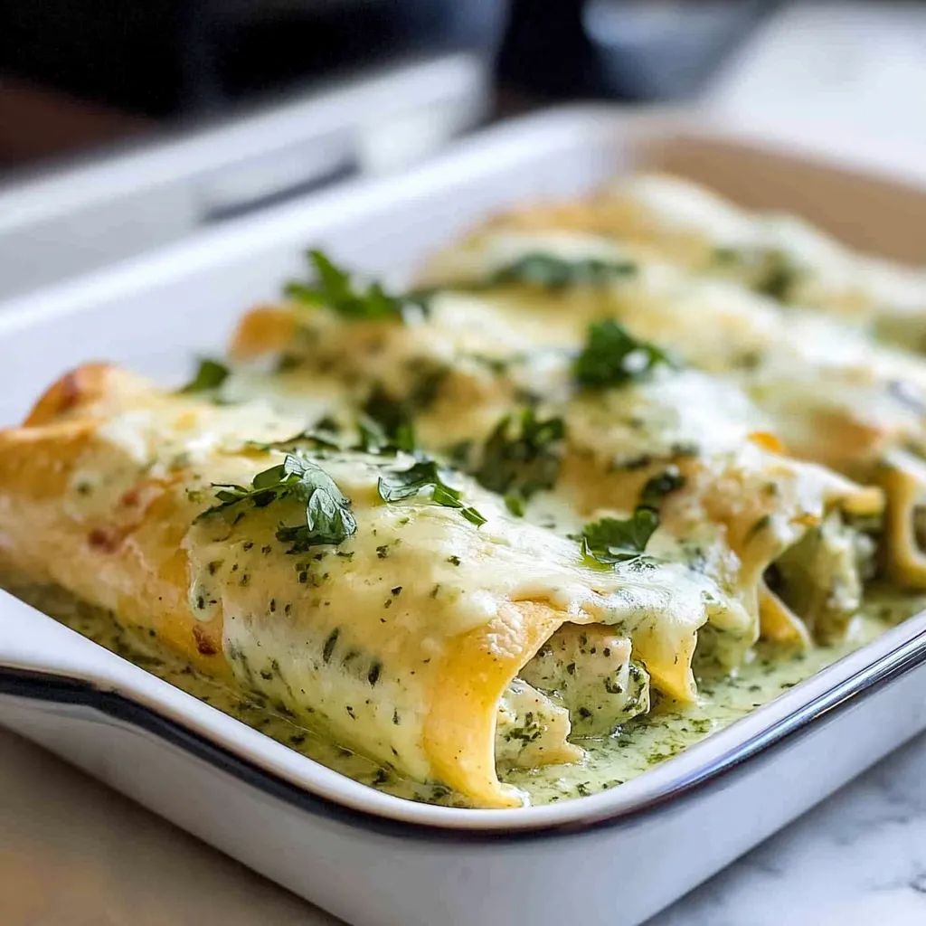 Creamy Poblano Chicken Enchiladas