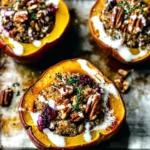 Cranberry Pecan Quinoa Stuffed Acorn Squash