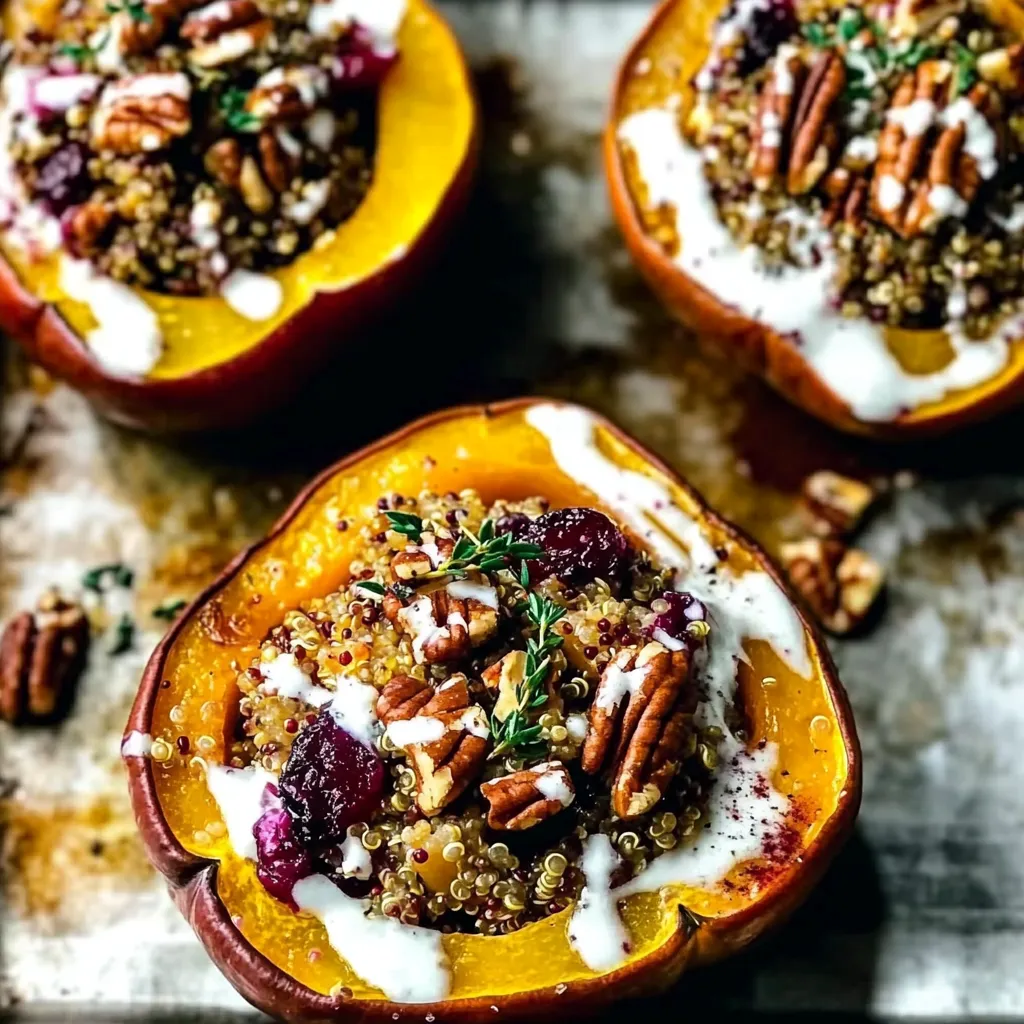 Cranberry Pecan Quinoa Stuffed Acorn Squash
