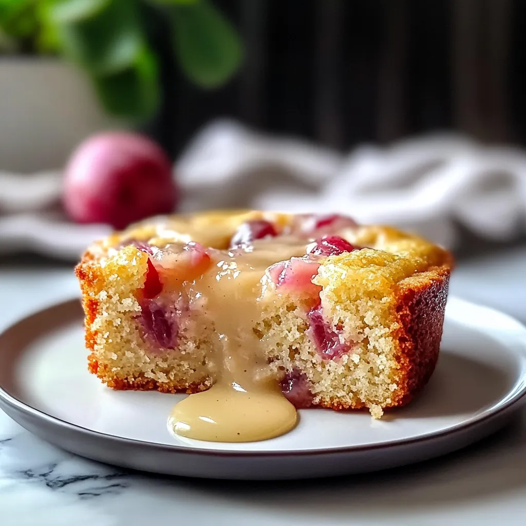 Decadent Warm Rhubarb Cake with Butter Sauce Bliss