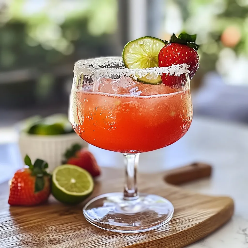 Strawberry Lime Mocktail Margarita