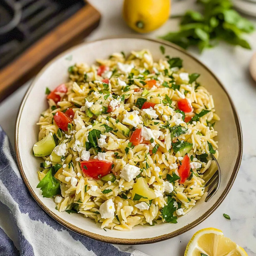 LEMON ORZO SALAD WITH FETA
