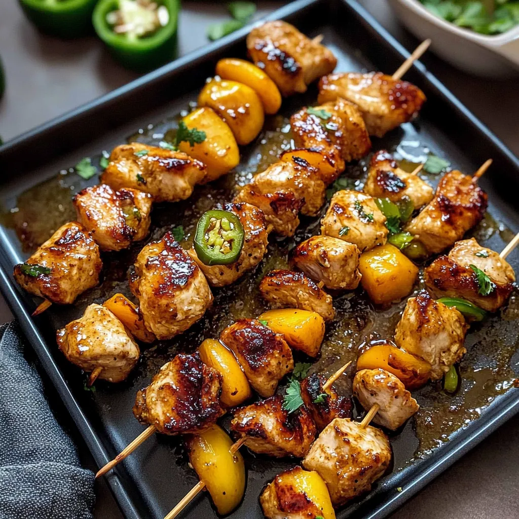 Jalapeno Peach Chicken Skewers