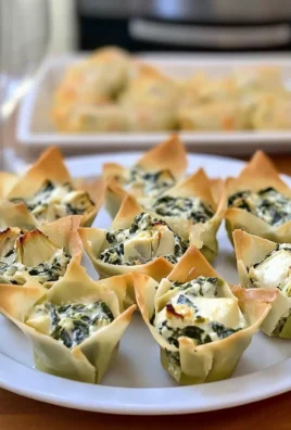 Spinach-Artichoke Dip Wonton Cups