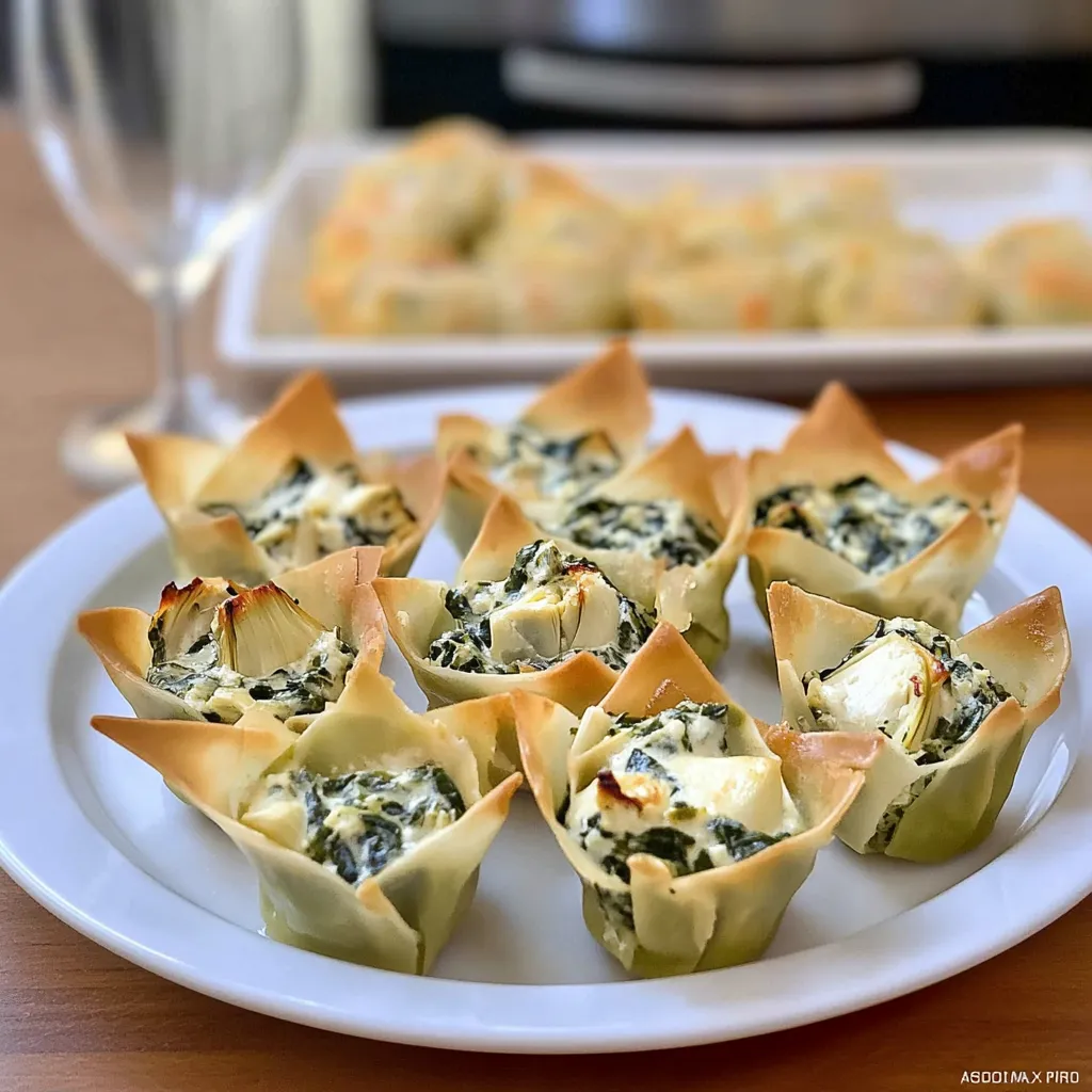 Spinach-Artichoke Dip Wonton Cups